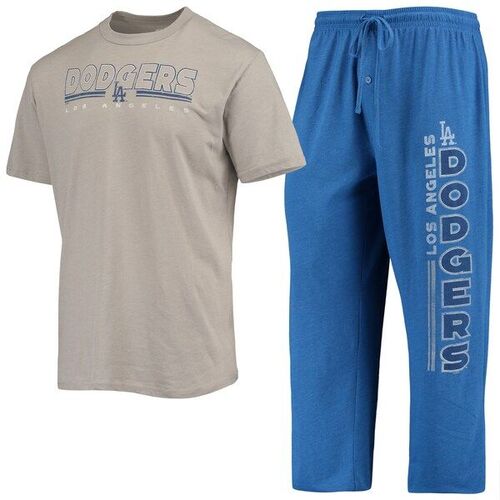 로스앤젤레스 다저스 컨셉 스포츠 미터 티셔츠와 바지 수면 세트 - 그레이/로얄 / Concepts Sport