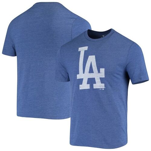 로스앤젤레스 다저스 파나틱스 브랜드 풍화 공식 로고 3부 블렌드 티셔츠 - 로얄 / 파나틱스 어쎈틱