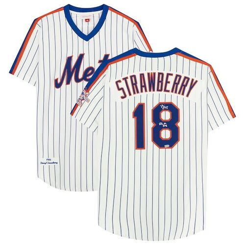 Darryl Strawberry New York Mets 파나틱스 25주년 패치와 83 NL ROY 명문이 있는 정품 미첼 &amp; 네스 정품 쿠퍼타운 컬렉션 저지 - 화이트 / 파나틱스 어쎈틱