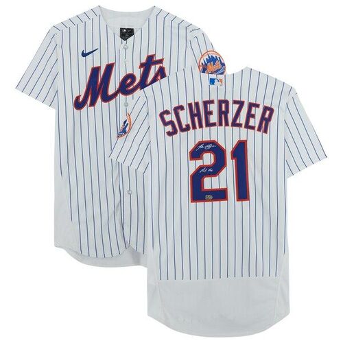 Max Scherzer New York Mets Mad Max가 새겨진 파나틱스 어쎈틱 White Nike 어쎈틱 저지 사인 / 파나틱스 어쎈틱