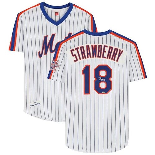 Darryl Strawberry New York Mets 파나틱스 정품 사인 미첼 앤 네스 화이트 1986 월드 시리즈 저지 / 파나틱스 어쎈틱