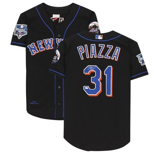 Mike Piazza New York Mets 파나틱스 어쎈틱 사인 Black Mitchell and Ness Cooperstown Collection 2000 World Series 어쎈틱 저지 / 파나틱스 어쎈틱