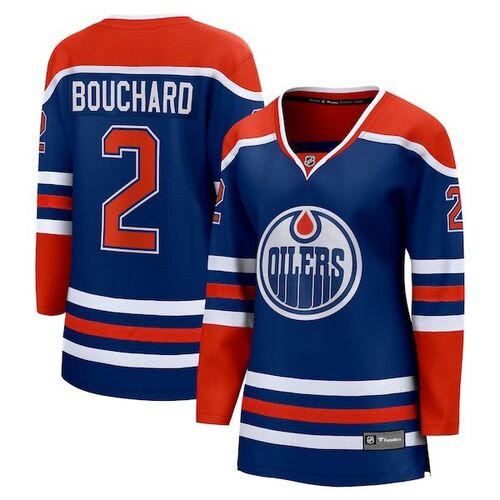 Evan Bouchard Edmon Oilers 파나틱스 브랜드 여성 홈 브레이크 어웨이 플레이어 저지 - 로얄 / 파나틱스 어쎈틱