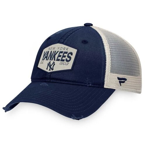뉴욕 양키즈의 파나틱스 브랜드 패치 트럭커 조절식 모자 - 네이비 / 파나틱스 어쎈틱