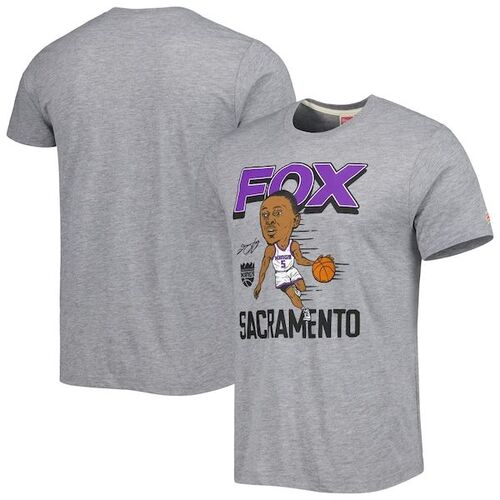 De&#039;Aaron Fox Sacramento Kings 오마주 캐리커처 트리플 블렌드 티셔츠 - 그레이 / Homage