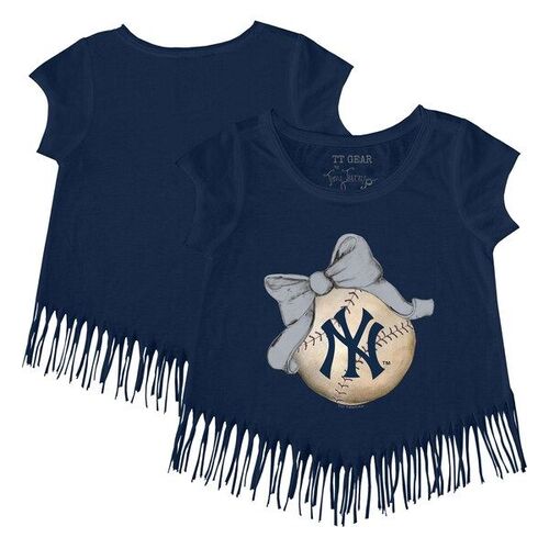 뉴욕 양키즈 여아 야구 활 프린지 티셔츠 - 네이비 / Tiny Turnip