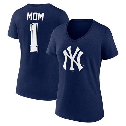 뉴욕 양키즈 파나틱스 여성 플러스 사이즈 엄마의 날 1 엄마 브이넥 티셔츠 - 네이비 / 파나틱스