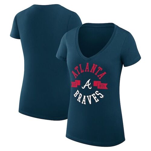 애틀랜타 브레이브스 여성 시티 그래픽 브이넥 핏 티셔츠 - 네이비 / G-III 4Her by Carl Banks