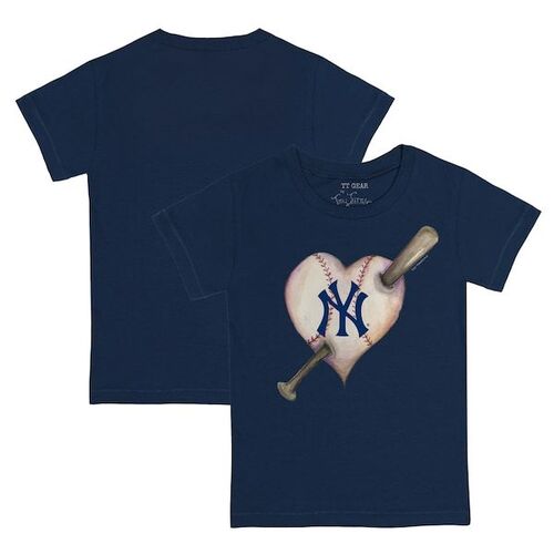 뉴욕 양키즈 청소년 하트 배트 티셔츠 - 네이비 / Tiny Turnip