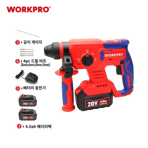 워크프로 20V 로터리 해머드릴 세트 WP390301