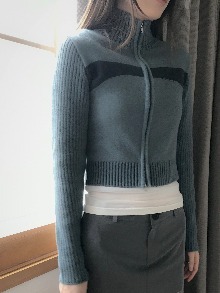 gorp wool knit zip-up (blue)