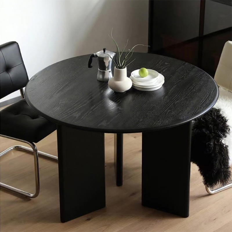 원형 소나무 식탁 가정용 블랙테이블 원목 카페 커피숍 테이블 5size