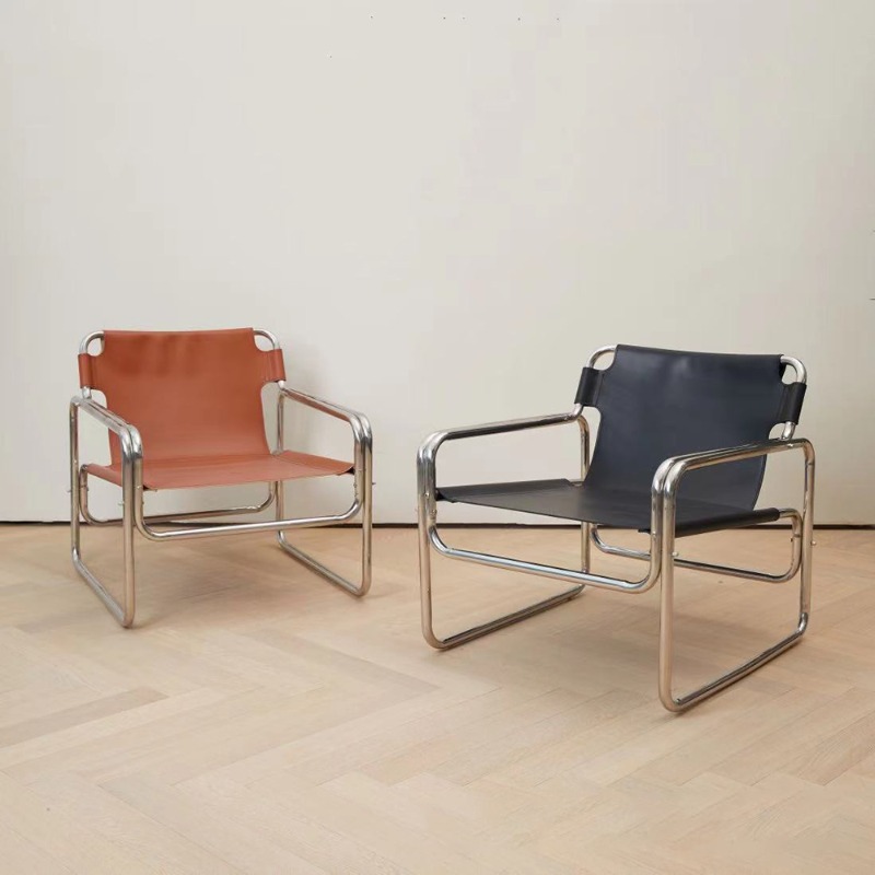 바실센트 스테인레스 스틸 가죽등받이 의자 3color