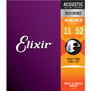 Elixir Acoustic Nanoweb 80/20 Bronze Custom Light (11027)/엘릭서 어쿠스틱기타 스트링