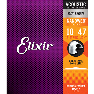 Elixir Acoustic Nanoweb 80/20 Bronze Light 12현 (11152)/엘릭서 어쿠스틱기타 스트링