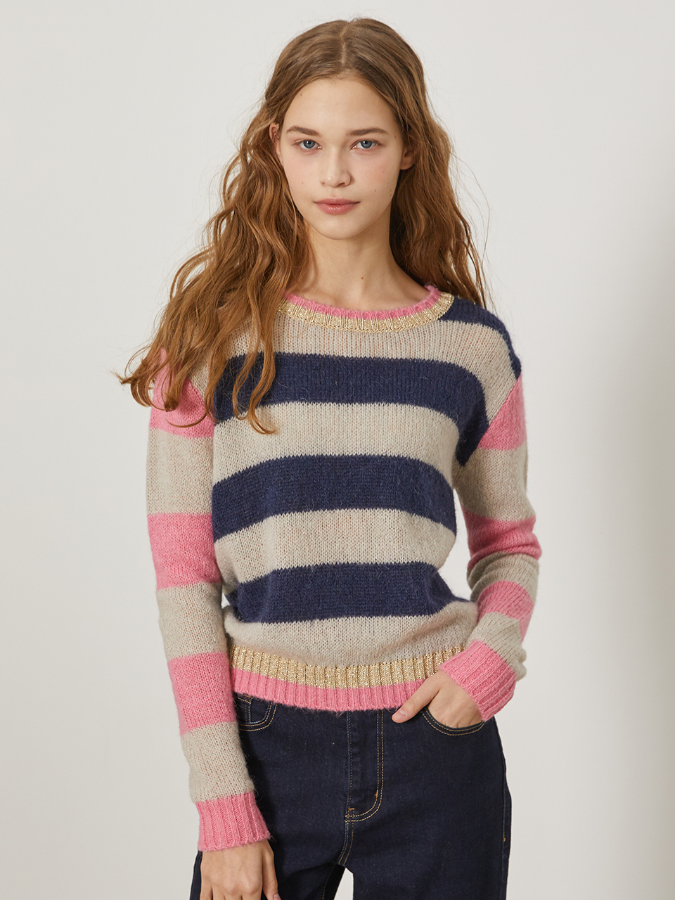 Mohair Blend Color-toning Knit Top