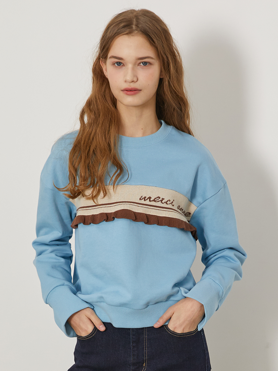 Color Block Ruffle Sweatshirt