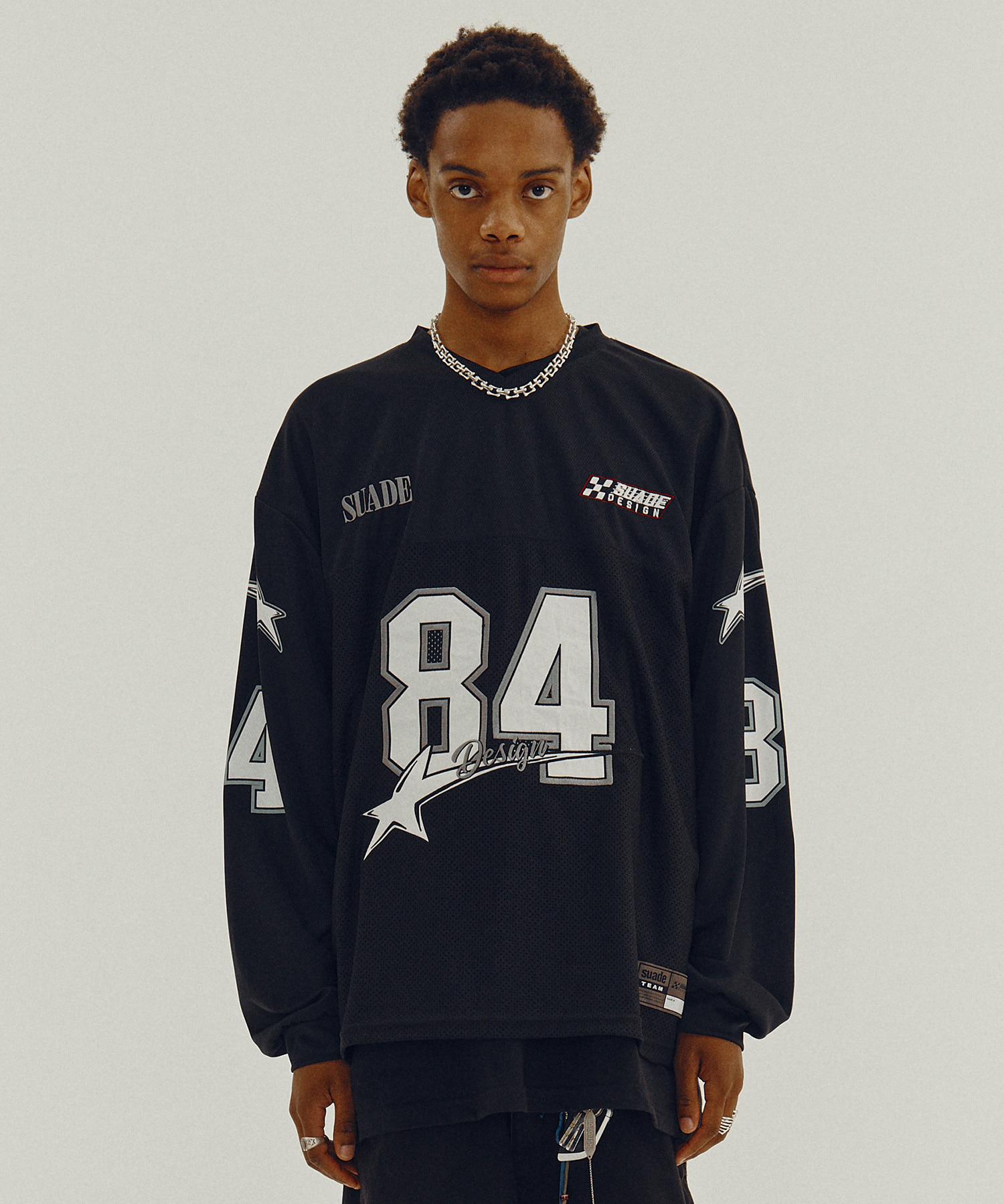 【SUADE】84 STAR RACING LONG SLEEVE★韓国人気★ 追跡付 84 STAR RACING LONG SLEEVE [GRAY] - Suade