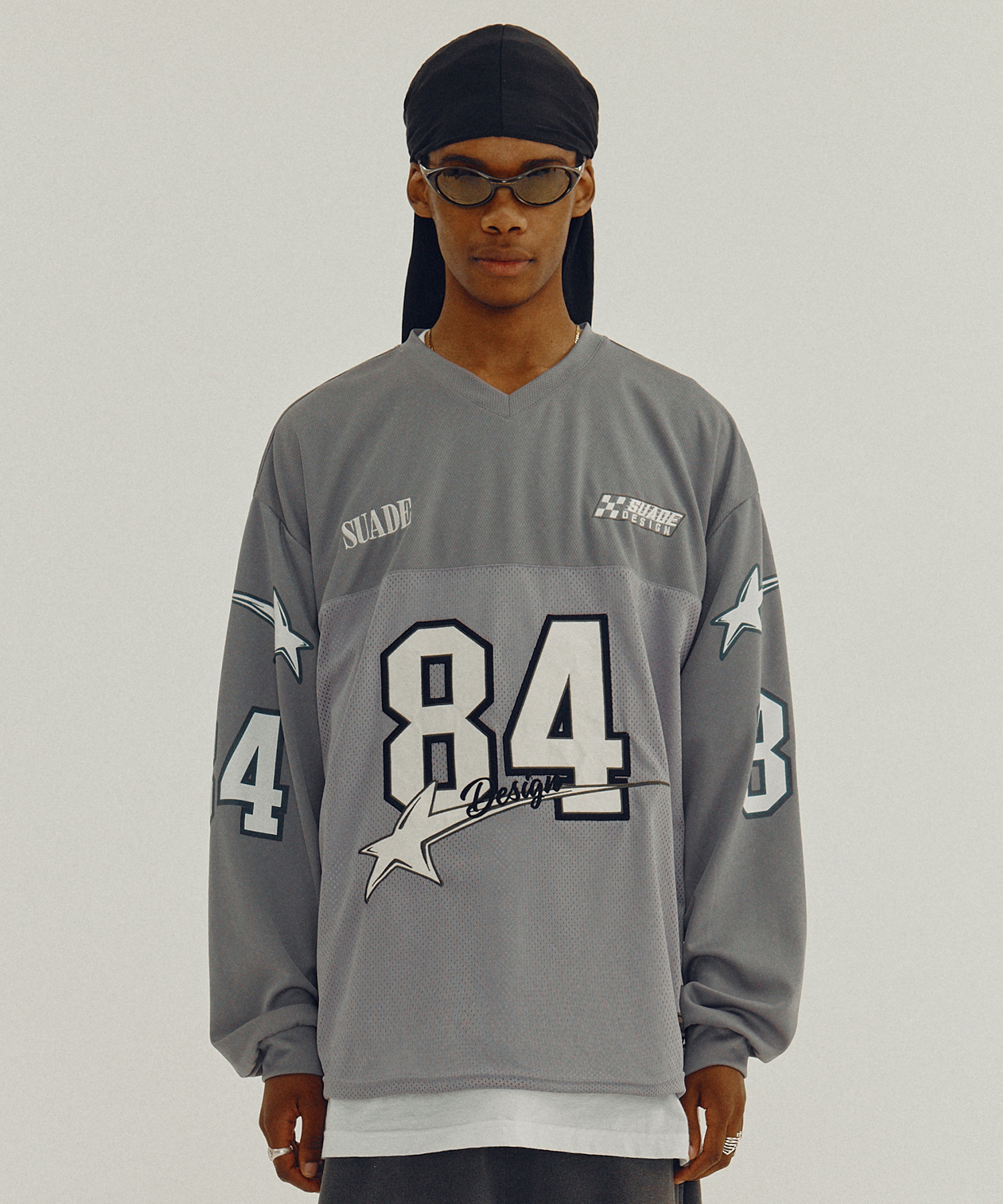 【SUADE】84 STAR RACING LONG SLEEVE★韓国人気★ 追跡付 84 STAR RACING LONG SLEEVE [GRAY] - Suade