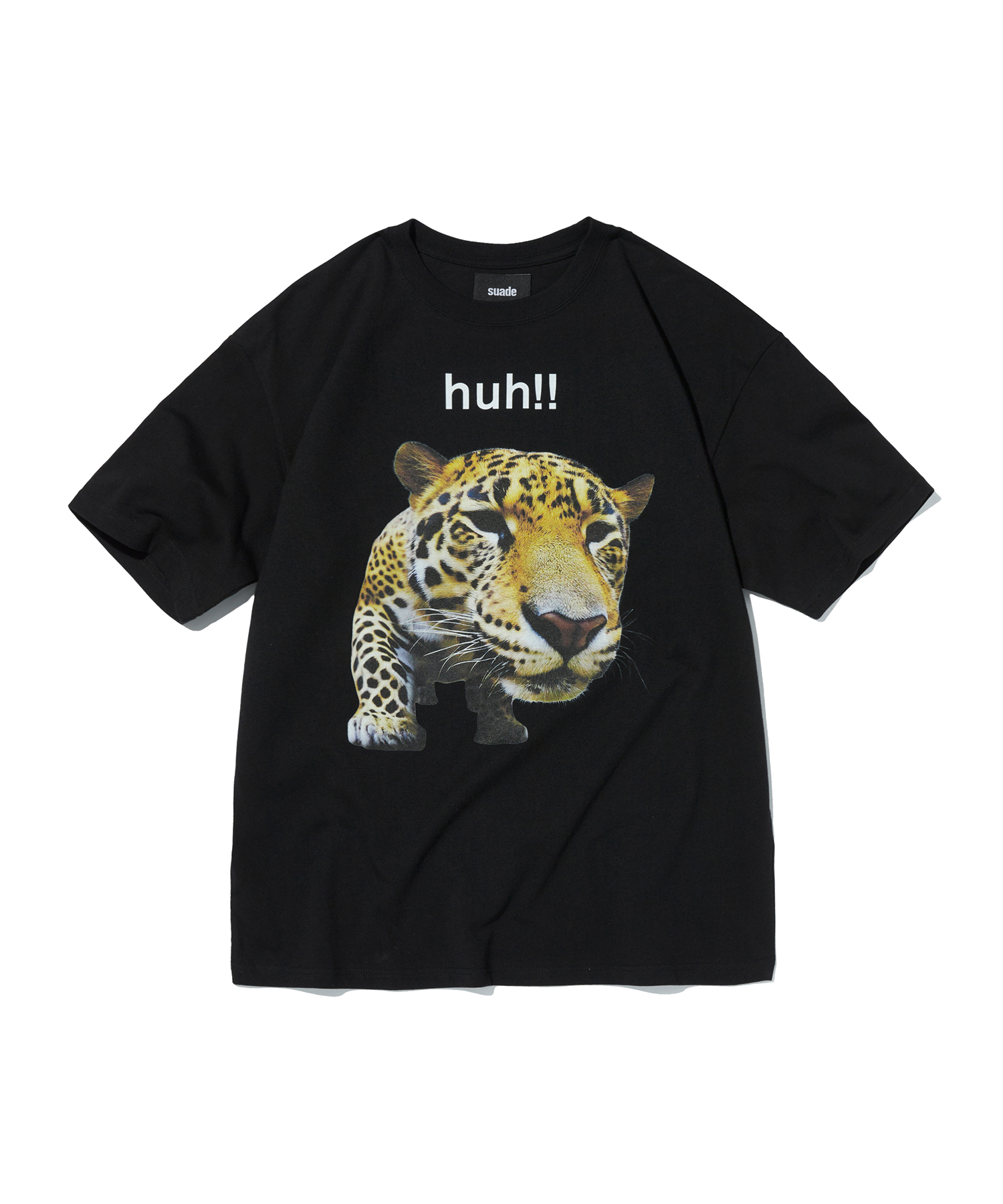 HUH!! LEOPARD TEE [BLACK] - Suade