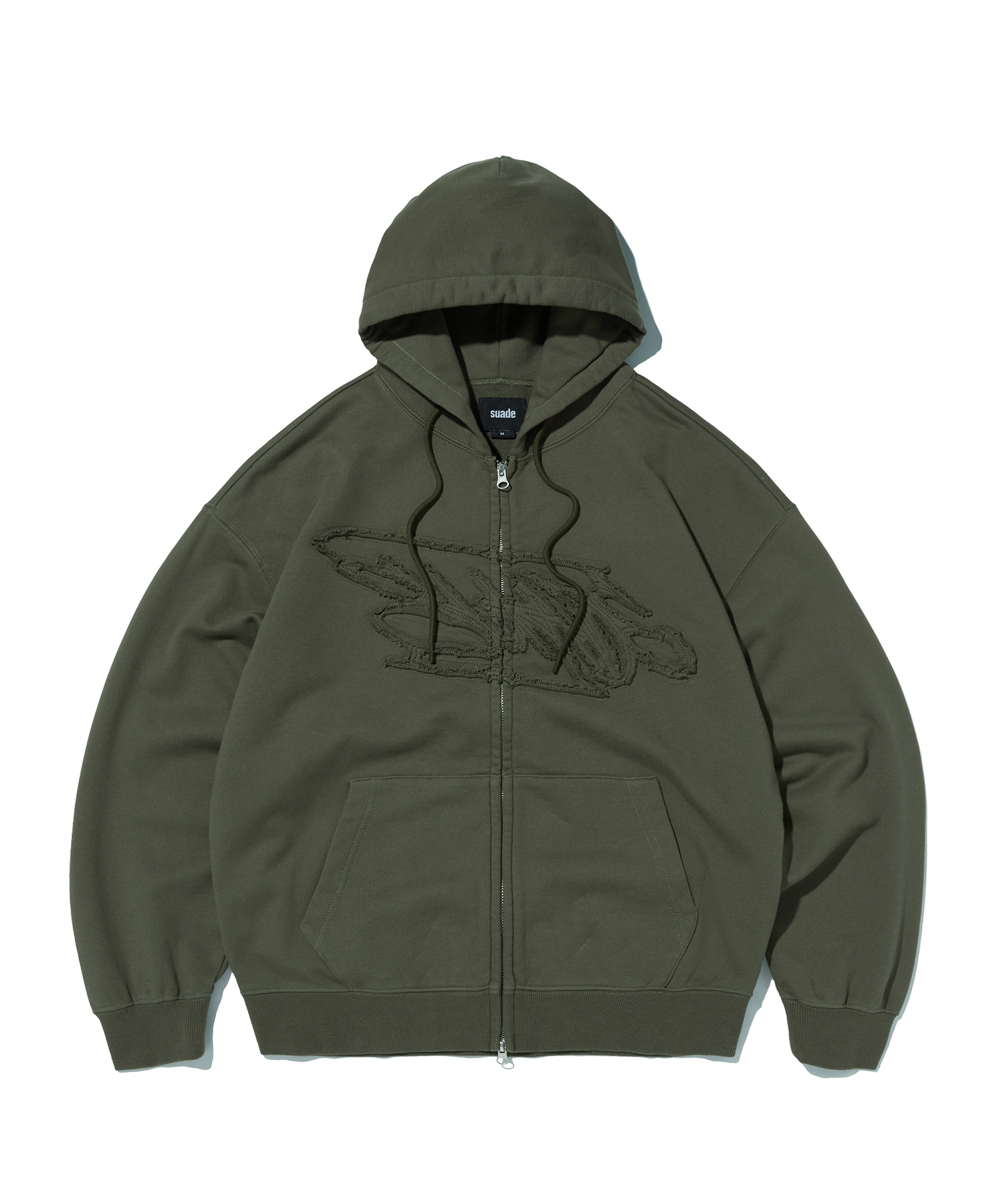 LOOSE SUADE HOOD ZIP UP [BLACK] - Suade