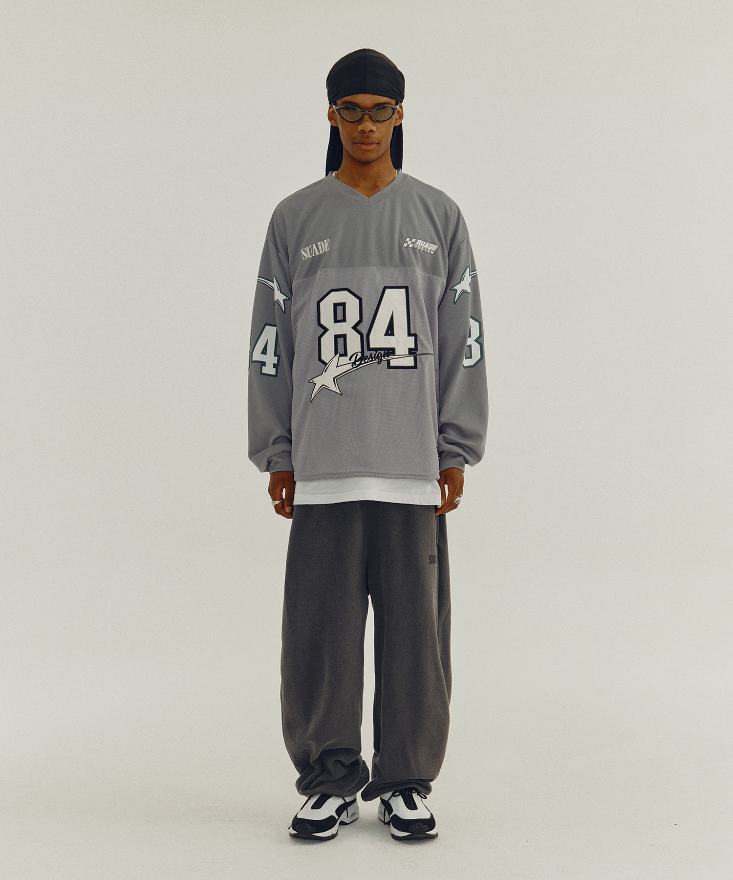 【SUADE】84 STAR RACING LONG SLEEVE★韓国人気★ 追跡付 84 STAR RACING LONG SLEEVE [GRAY] - Suade