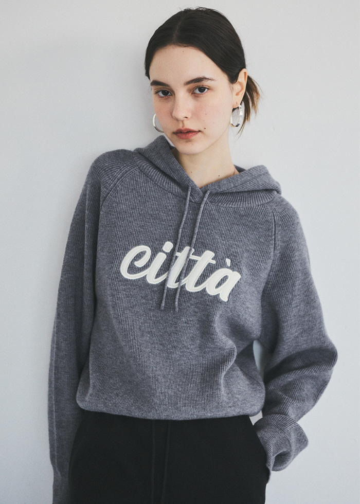 Citta Logo Basic Hood Knit_CTK214(Grey)