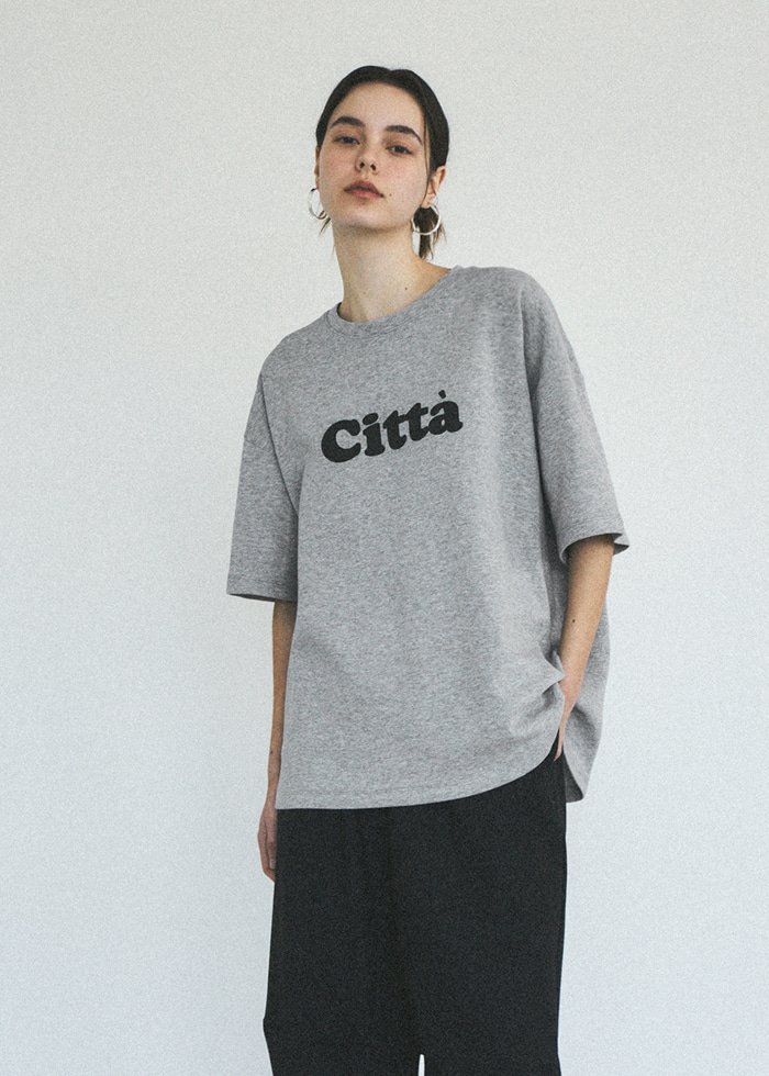 Citta Signature Logo Overfit T-shirt_CTT312(Melange Grey)