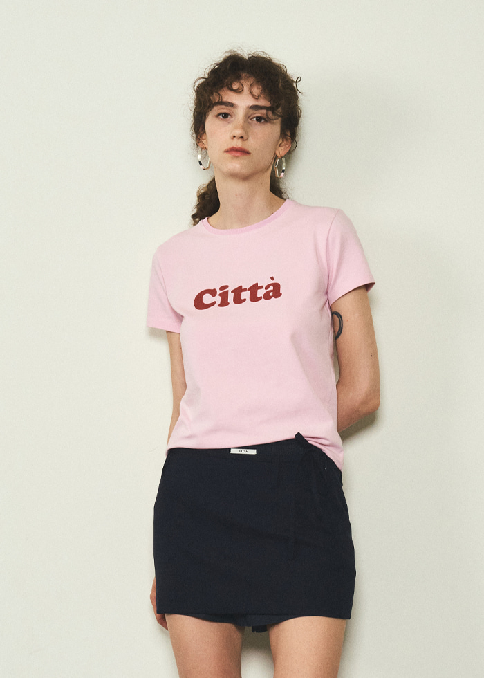 [5/21 예약발송]CITTA Signature Logo Slim T-shirt_CTT332(Pink)