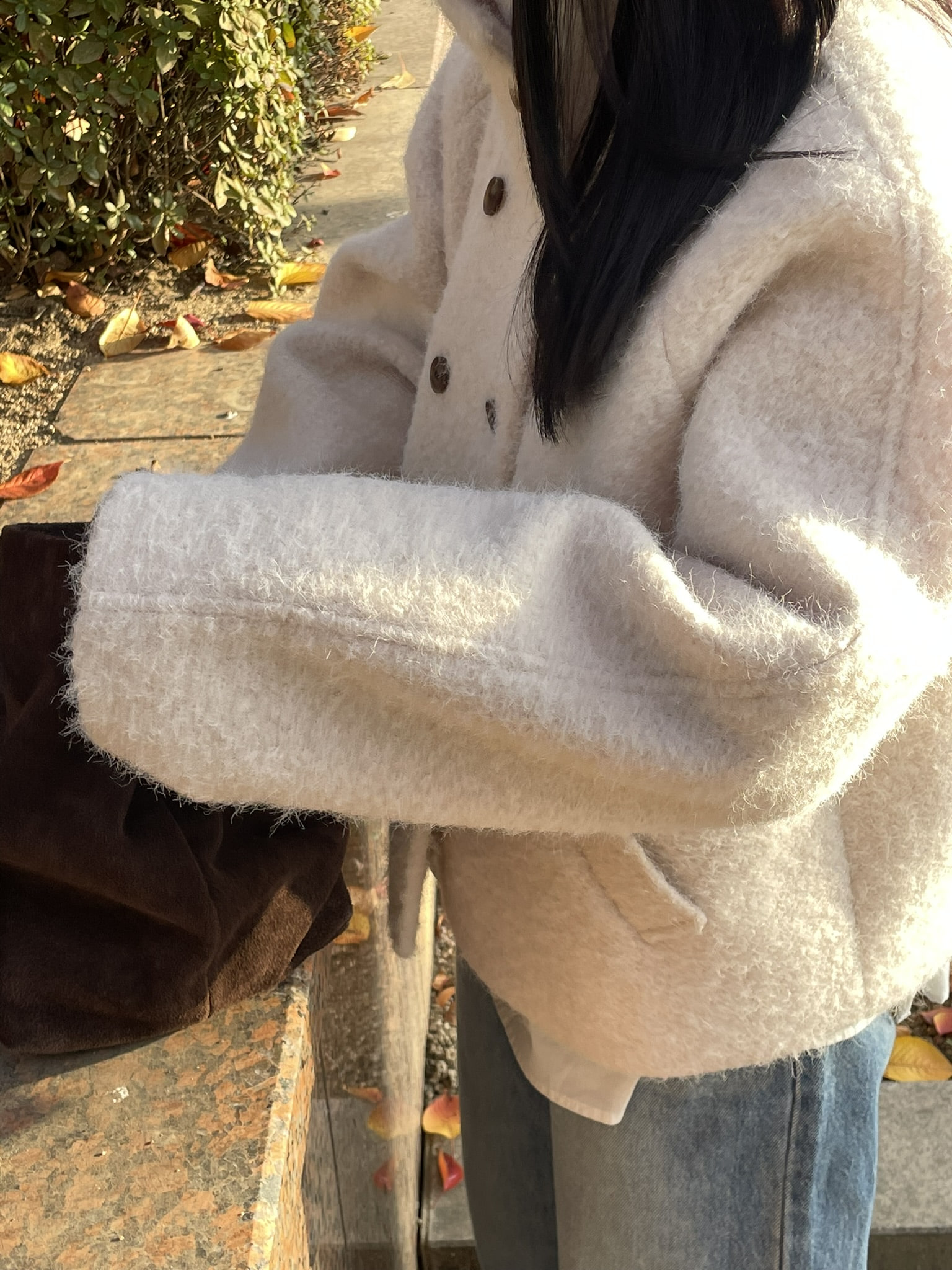 (2 color) 하이넥 부클 숏 코트  High-neck boucle short knitwear 상세 이미지 28