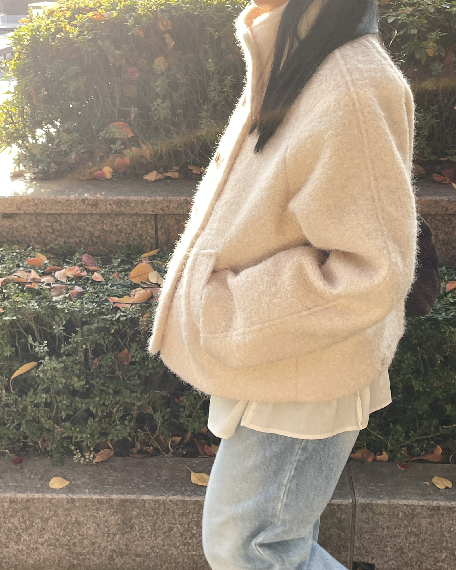 (2 color) 하이넥 부클 숏 코트  High-neck boucle short knitwear 상세 이미지 31