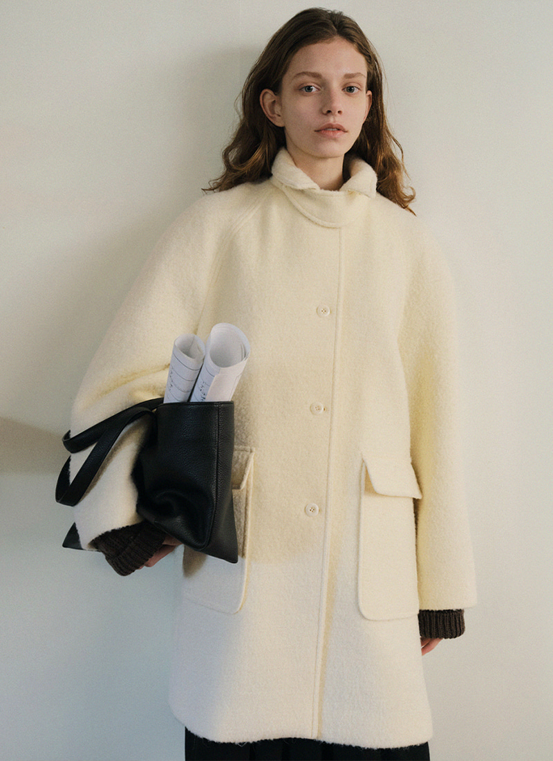 lenil | Alpaca Verde Boucle Half Coat