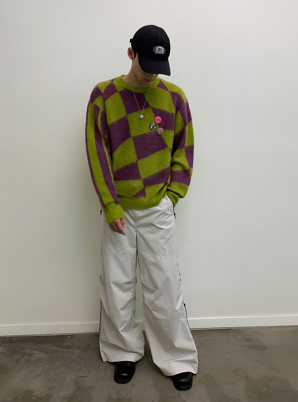 [NeverSeez] レトロ ポップ パターン モヘア プルオーバー セーター (2color) - 430 ARCHIVE