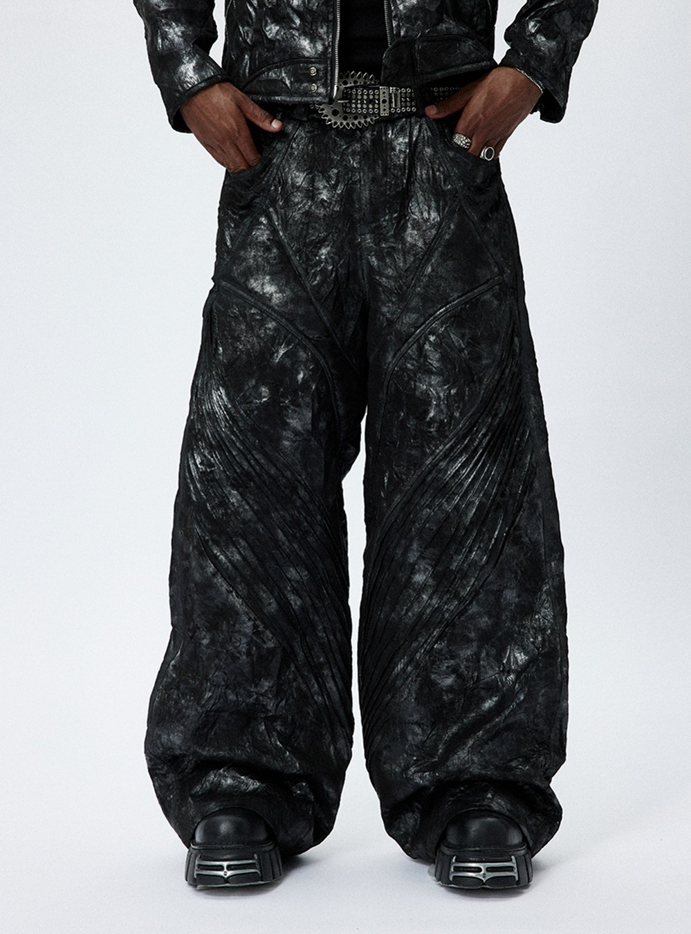 DND4DES] Pleated Leather Wide Pants - BCAESAR