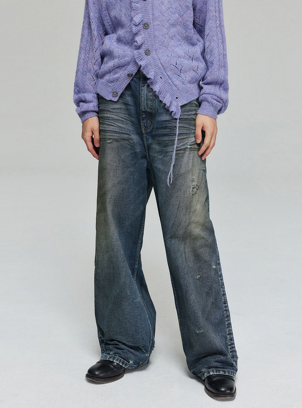 SIMPLE PROJECT] Dirty Wash Wide Jeans - BCAESAR