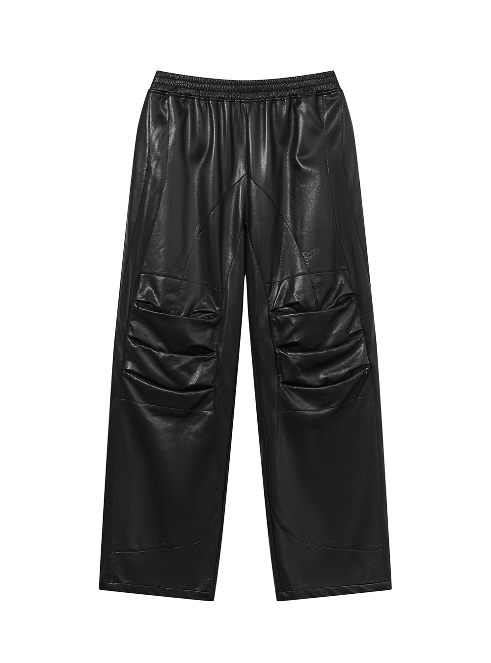 [BLIND NO PLAN] leather pleated zipper pants