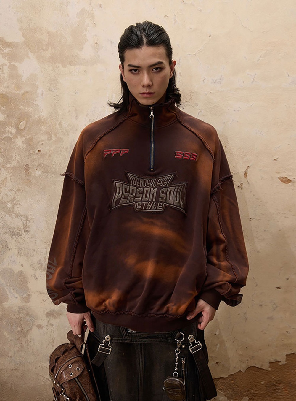 送料関税込 【PERSONSOUL】 Race-Theme Tie-Dye Sweatshirt Personsoul Yuan Symbol Tie-Dye Gradient Hoodie - personsoul