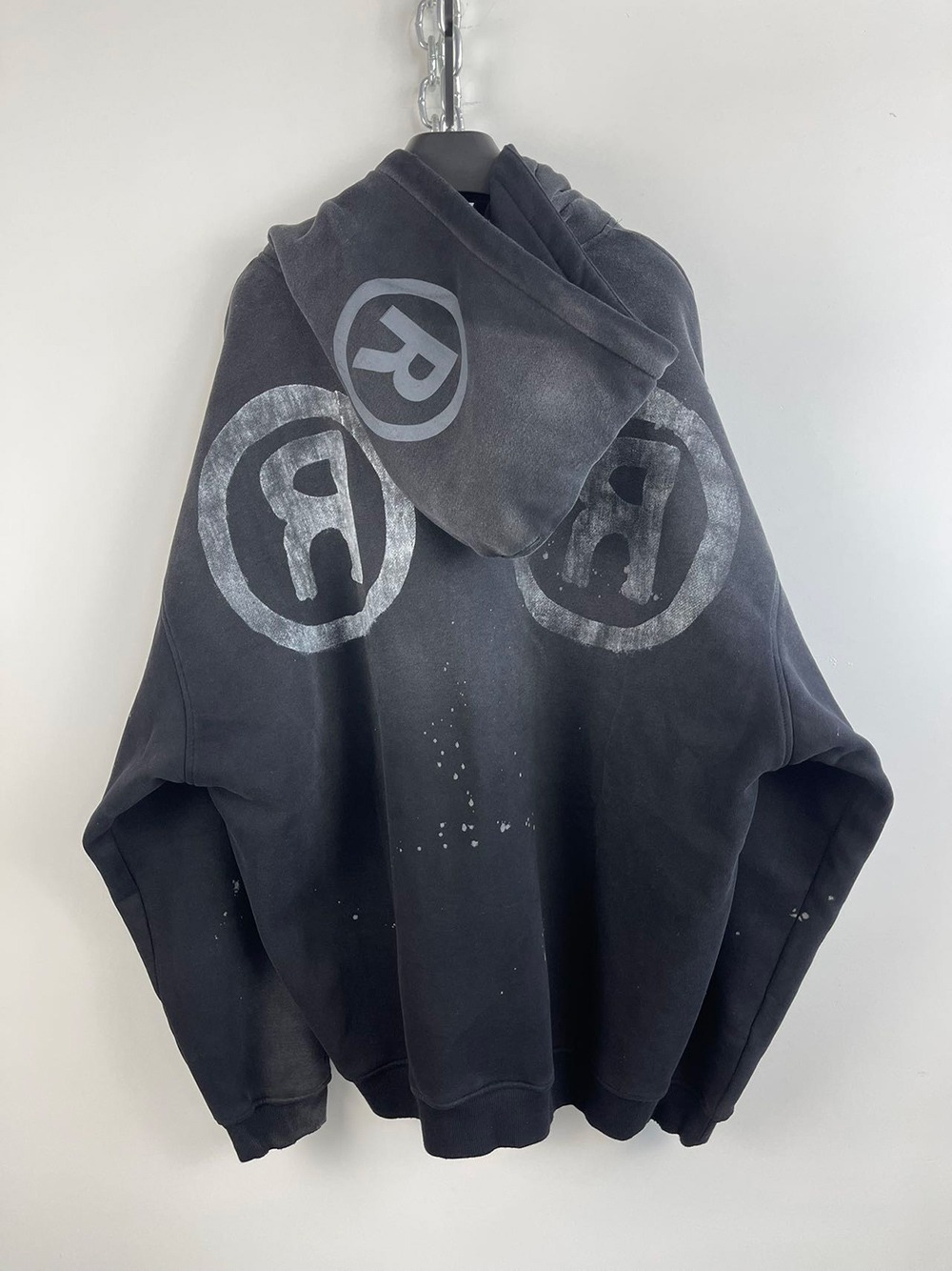 HELL SYSTEM] DIRTY WASHED DECONSTRUCTED HOODED SWEATSHIRT - BCAESAR