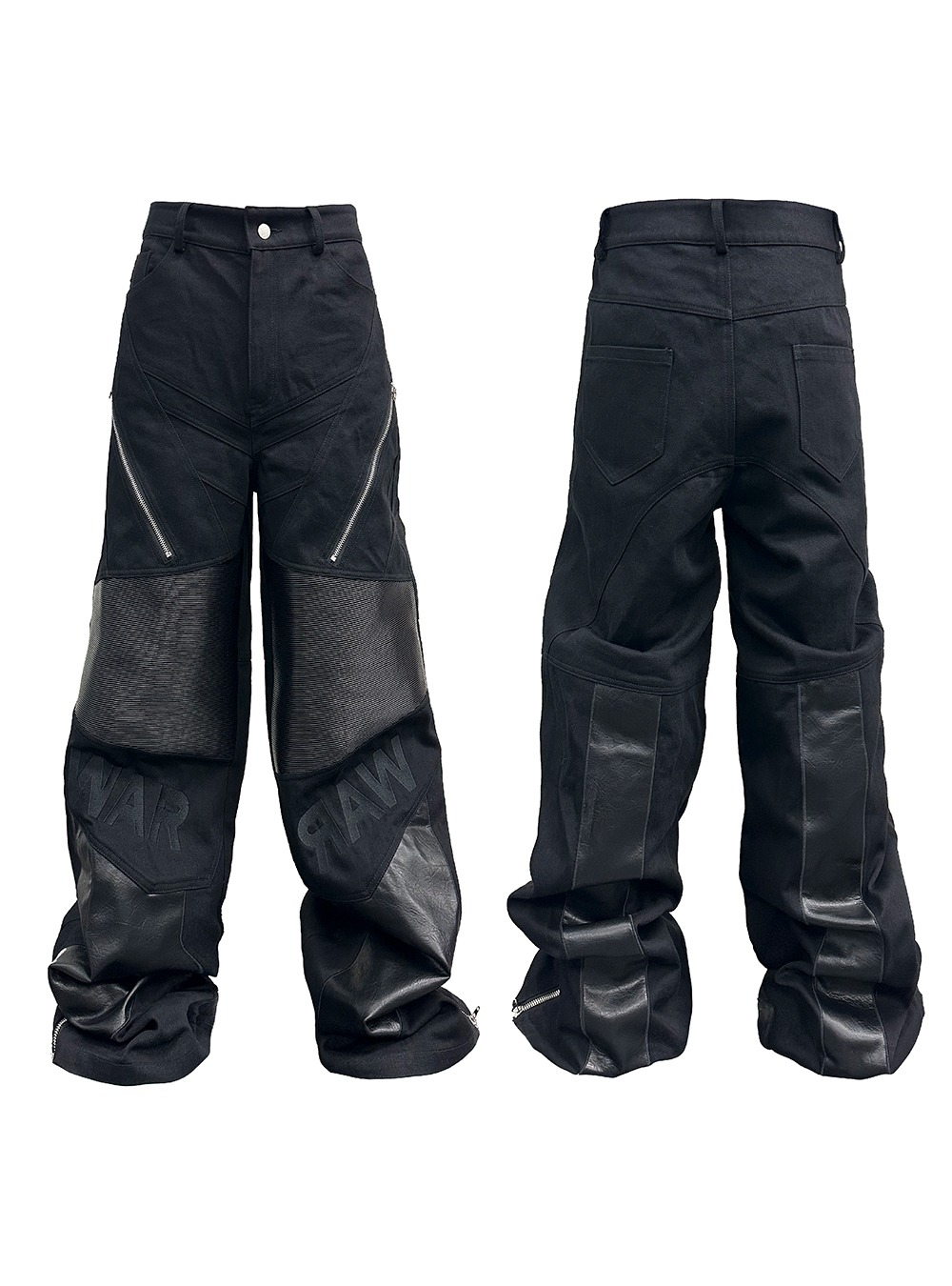 GROUPMAREK] Biker Leather Zipper Motorcycle Pants - BCAESAR