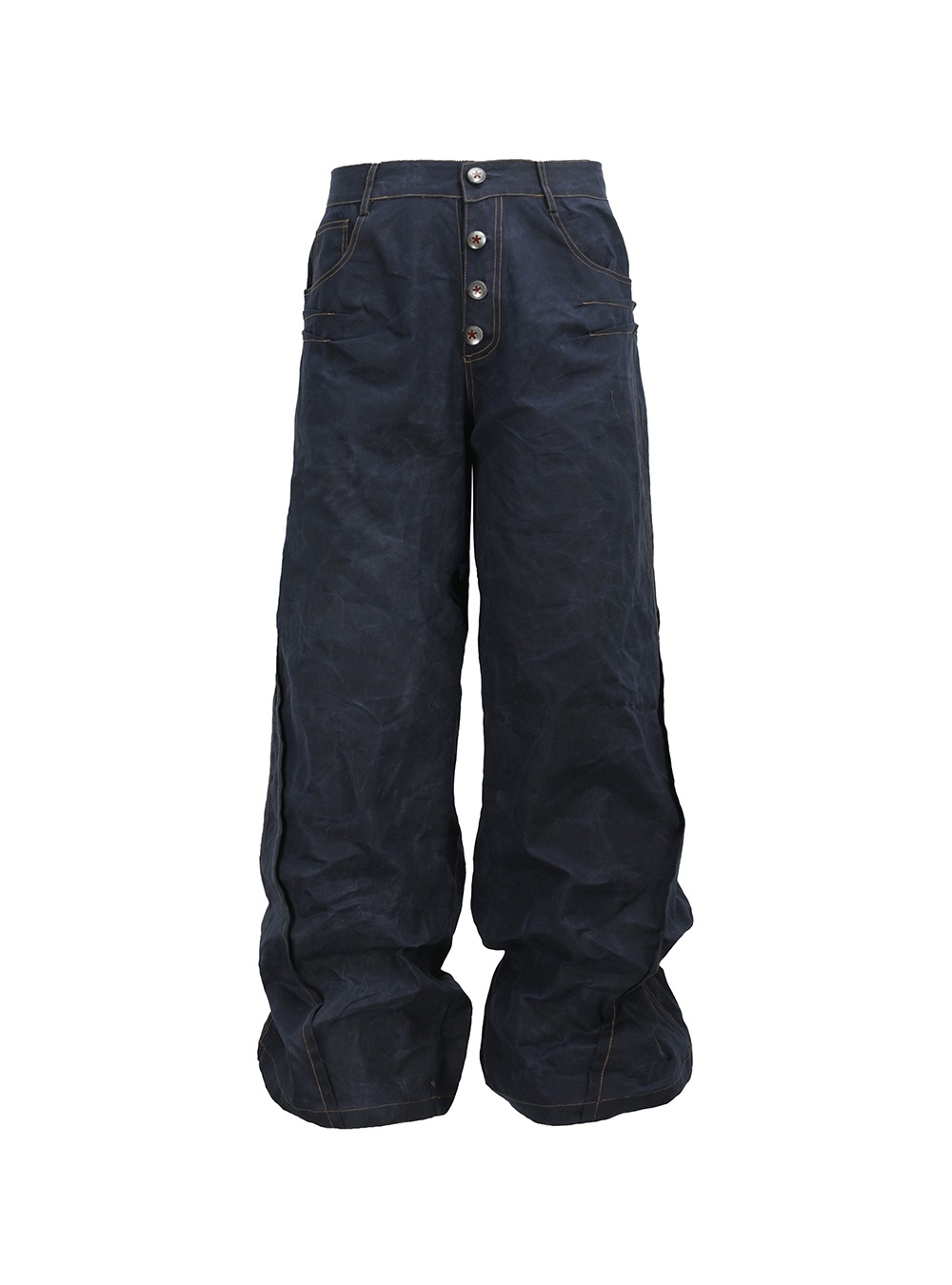 送料関税込 【NO E MOSEN】 Dark Blue Wax Dyed Baggy Jeans No E Mosen] Dark Blue Wax Dyed Baggy Jeans - 비엑세스