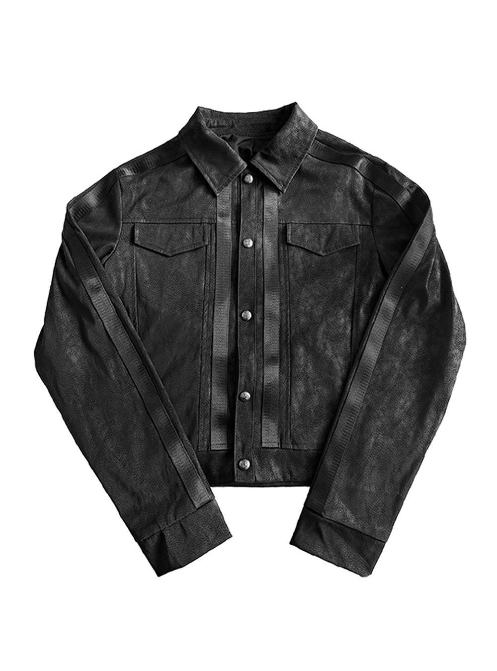 no E mosen] Raven Blood Vein Pattern Leather Jacket - BCAESAR