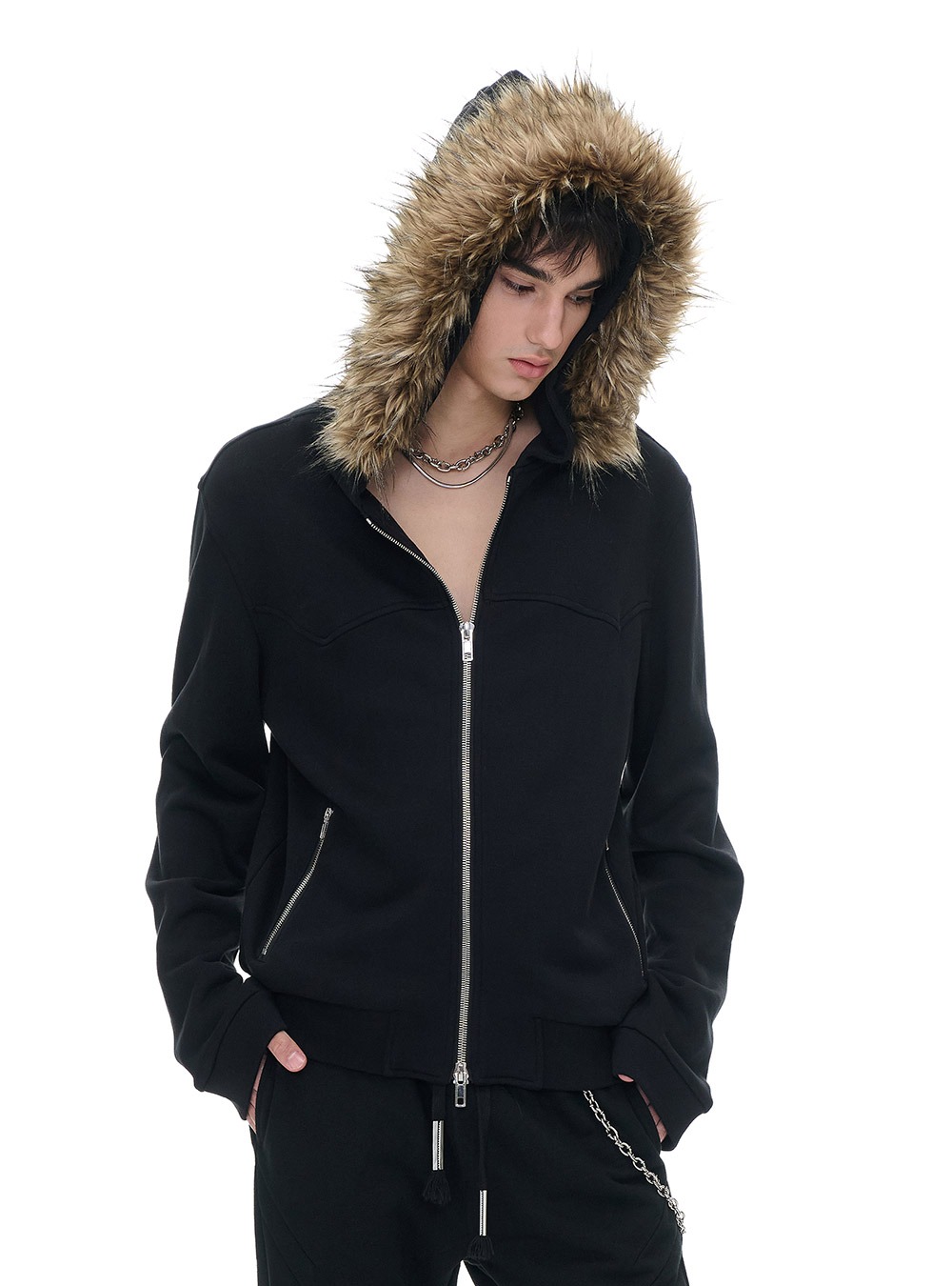 トップス Fur Hood Zip Hoodie Fur Hood Zip-Up Hoodie (3color) | BCAESAR