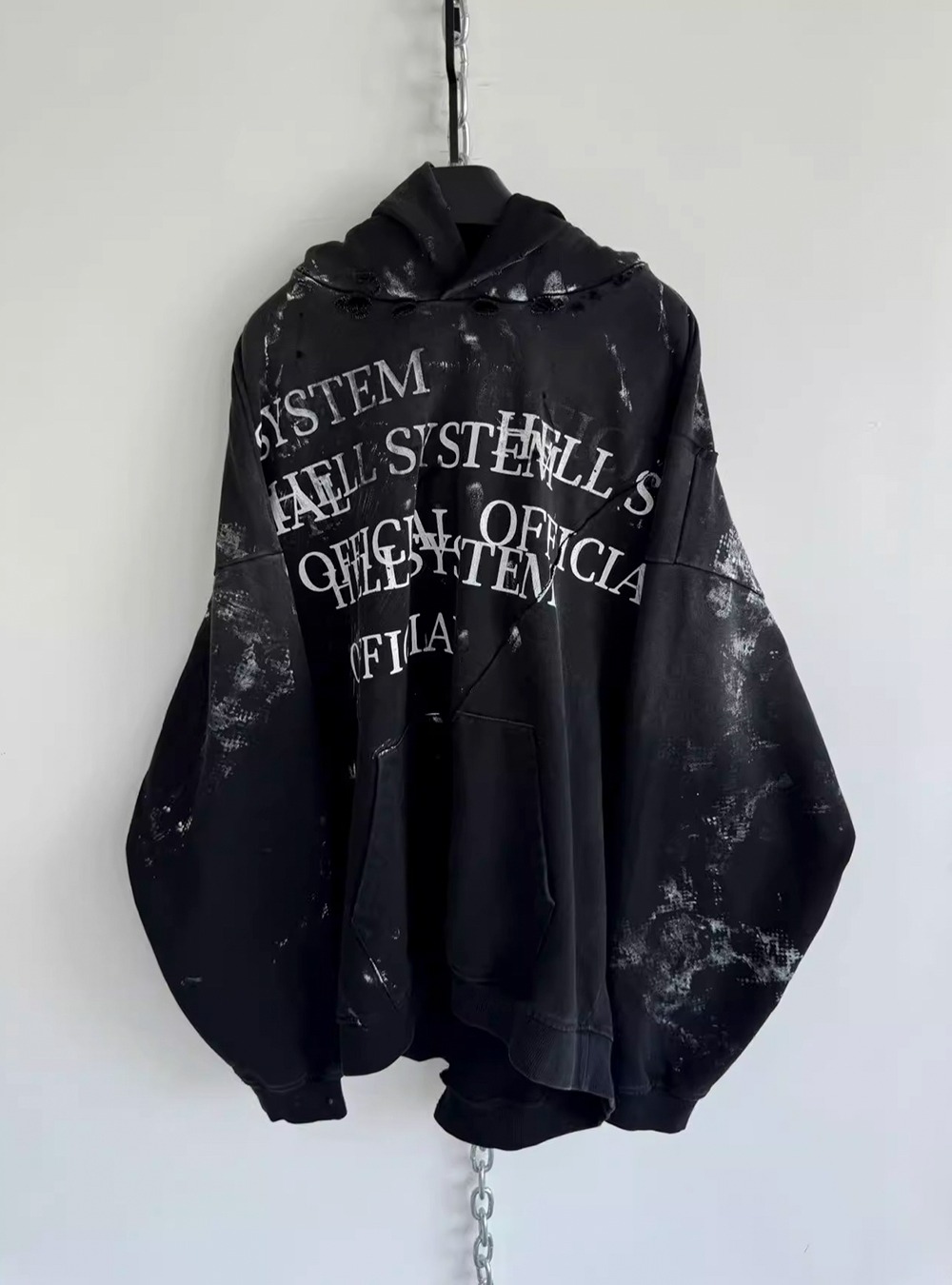 HELL SYSTEM] Distressed Cutout Hoodie - BCAESAR