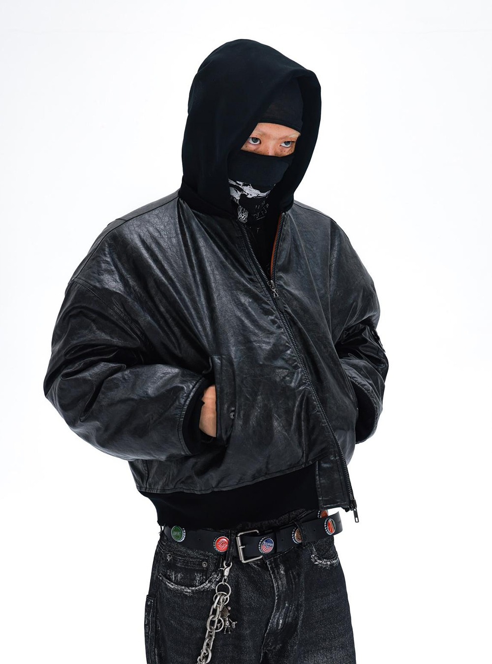 ジャケット・アウター adererror 19fw armor leather jacket ADER error Black Leather Armor Rider Jacket ADER error