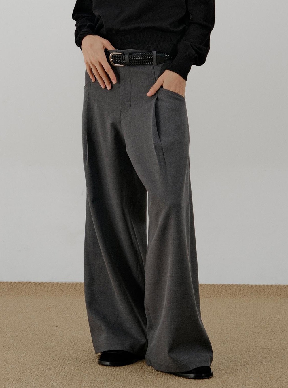 パンツ BEVAN UP WIDE GREY SLACKS BEVAN UP wide gray slacks