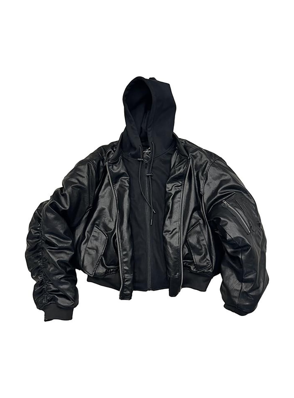 国内未入荷 Popproject - Dual-Layer Hooded PU Bomber Jacket a8f163a566b0b40849f368f28b2621