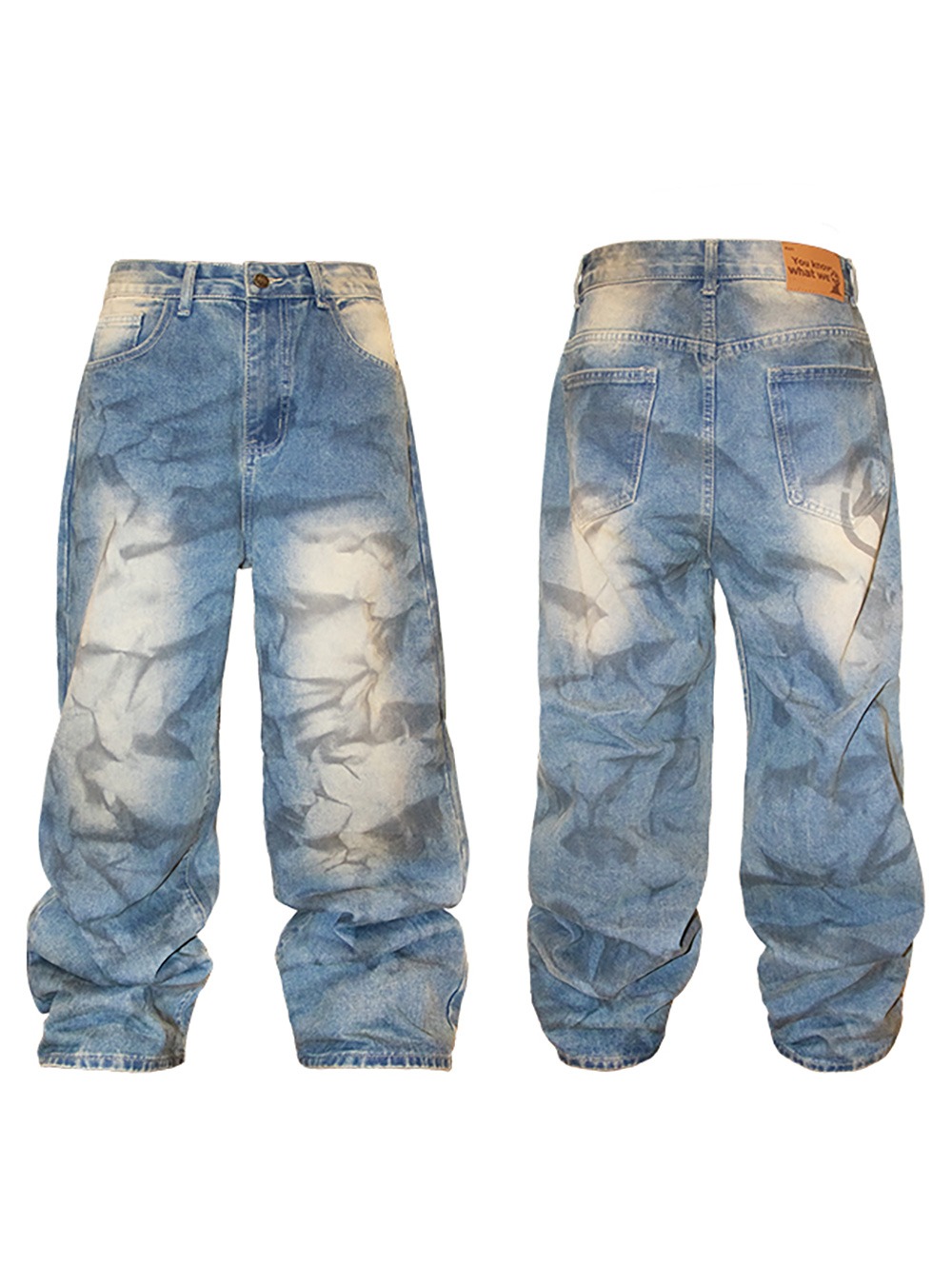 4AM STUDIO] Washed Loose Fit Baggy Denim Pants - BCAESAR