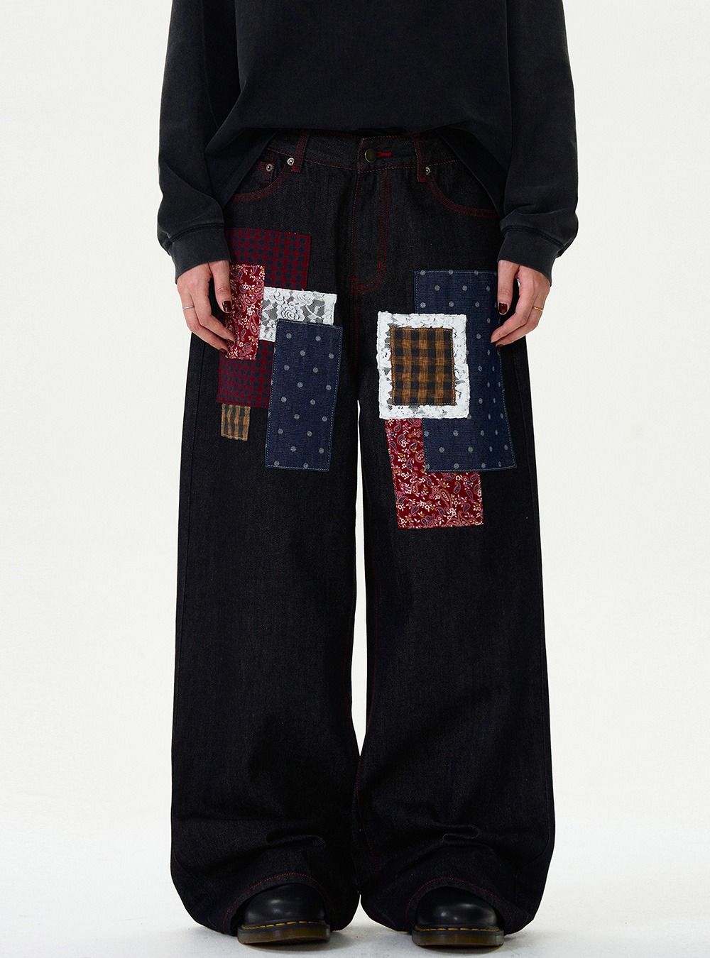 MADWITCH] Patchwork Denim Pants - BCAESAR