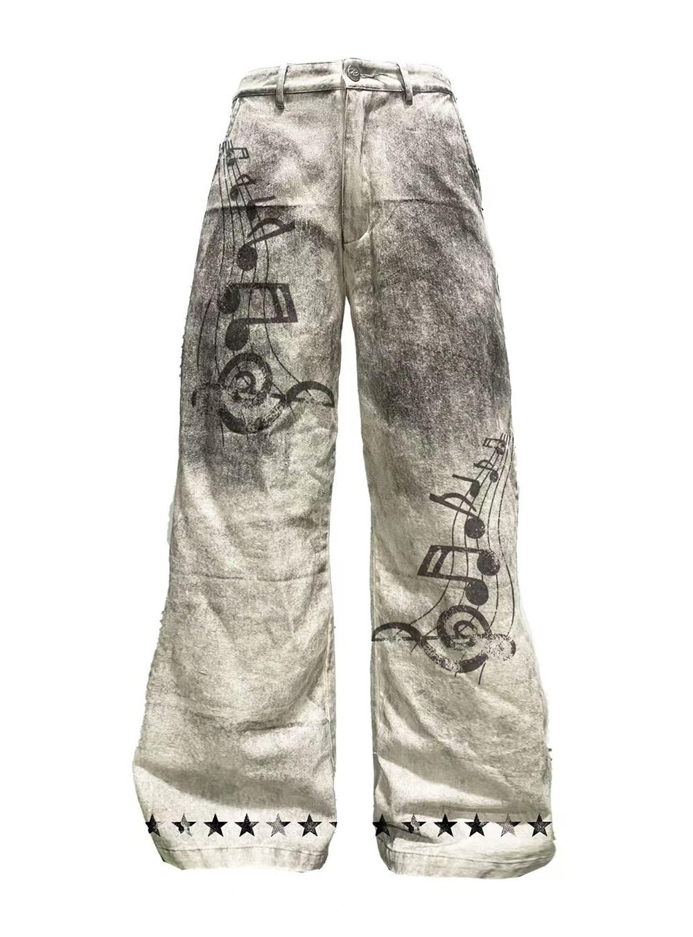 国内で当店のみ DETW - Heavy Washed Graffiti Wide-Leg Pants Heavy Washed Graffiti Wide-Leg Pants - BCAESAR