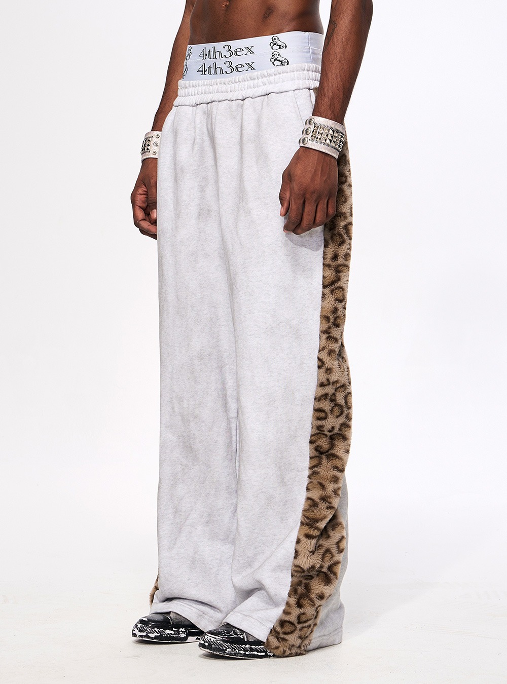 Panel Sweatpants Leopard Side Panel Vintage Sweat Pants - 비엑세스